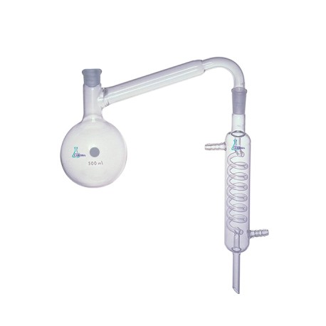APARATO DE DESTILACIÓN 500 ML SIN TAPON VIDRIO BORO 3.3