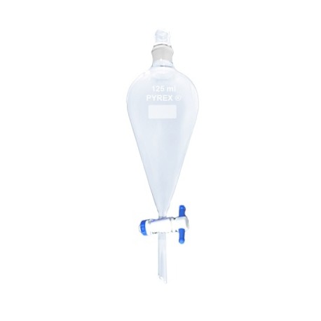 EMBUDO DE SEPARACION 125 ML LLAVE DE TEFLON TAPON DE VIDRIO