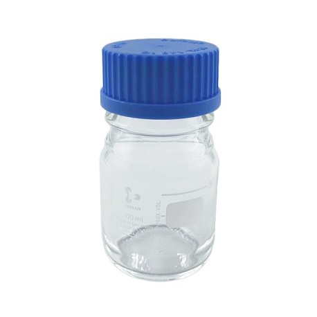 FRASCO PARA LABORATORIO 100ML T/AZUL ANILLO PP GL45
