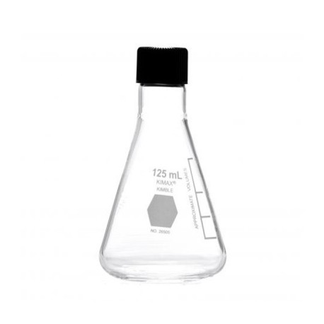 MATRAZ ERLENMEYER 125ML CON TAPA ROSCA FENOLICA