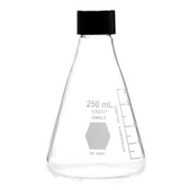 MATRAZ ERLENMEYER 250ML KIMAX CON TAPON DE ROSCA Y