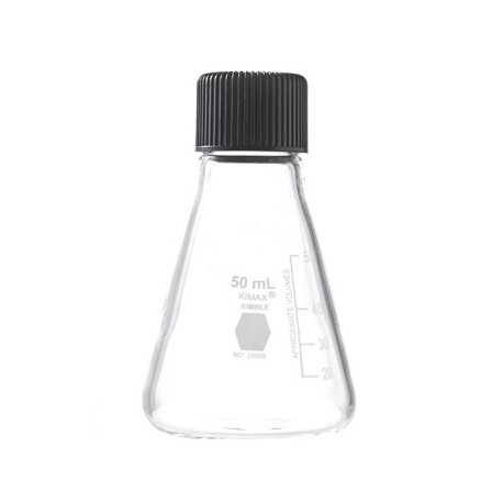 MATRAZ ERLENMEYER 50 ML CON TAPON DE ROSCA KIMAX