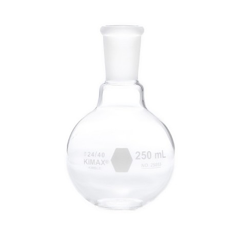 MATRAZ FONDO PLANO 250ML JUNTA 24/40 KIMAX